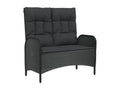 Banc de jardin inclinable avec coussins 107 cm Poly rotin Noir OGGM32260