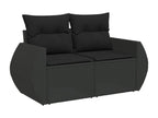 Salon de jardin 7 pcs avec coussins noir résine tressée LCGV49590