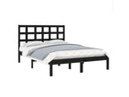 Cadre de lit Noir Bois massif 150x200 cm Très grand MFXO12619