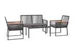 Salon de jardin 4 pièces avec coussins Noir Acier JIKL86227