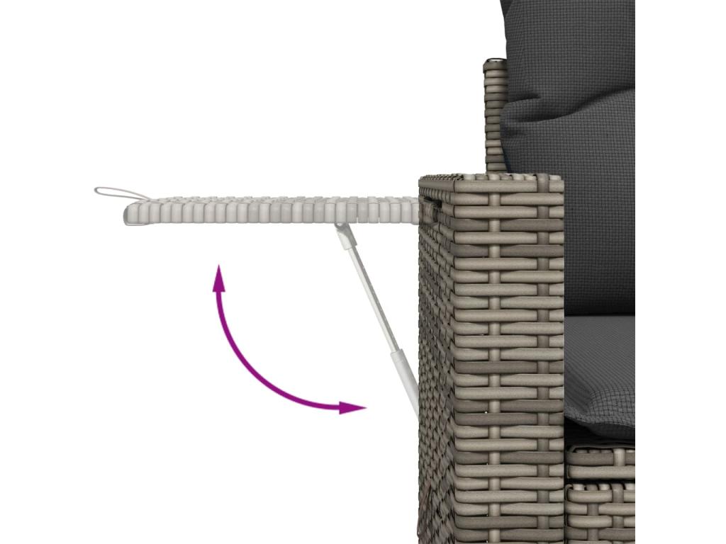 Salon de jardin 9 pcs avec coussins gris résine tressée PYOO80083