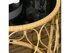 Lot de 2 tables basses gigognes de jardin résine tressée beige verre noir DEZE35641