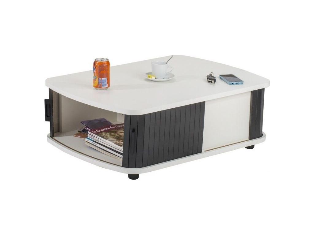 Table basse à rideaux blanc et noir Chicyla NWVQ09844