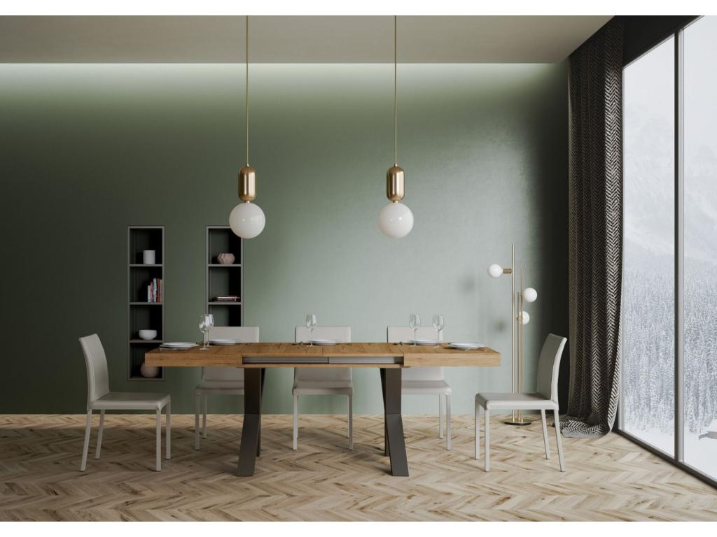 Table extensible 90x130/234 cm Chicyla Chêne Nature cadre Anthracite UCOI97886