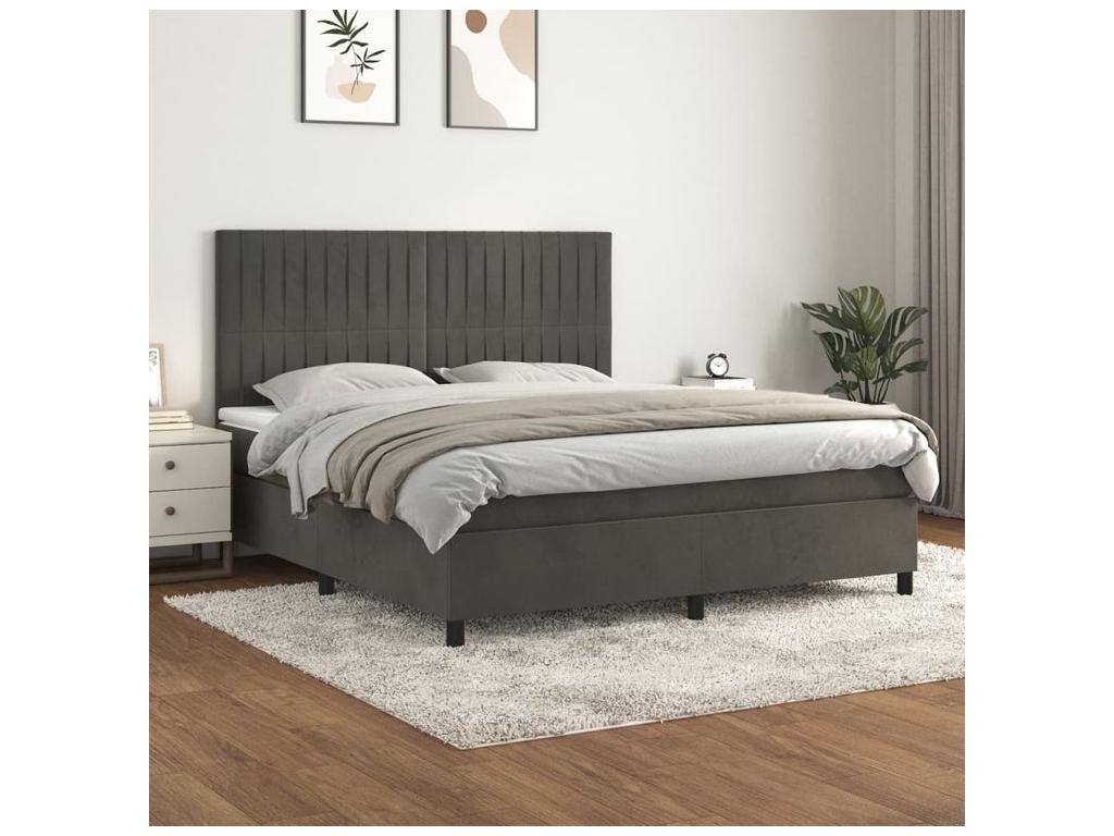 Sommier à Meuble de lit et matelas Gris foncé 160x200 Velours