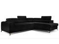 Canapé angle droit convertible avec appuis-tête réglables velours noir Chicyla 275cm YPTC82694