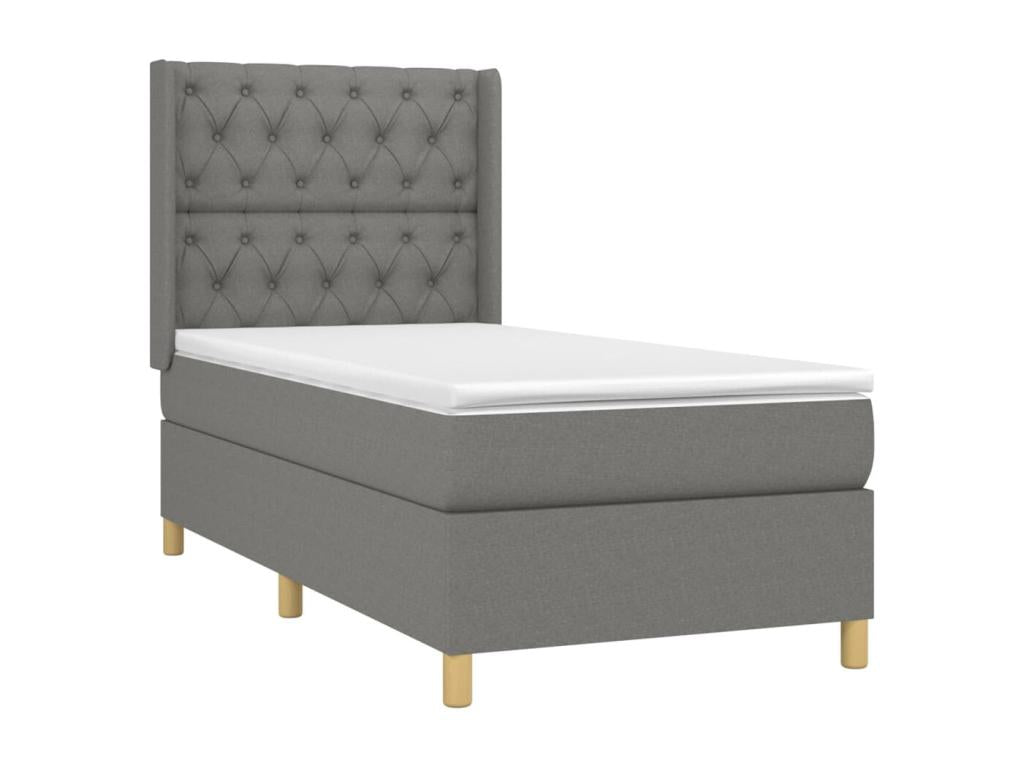 Lit à sommier tapissier avec matelas Gris foncé 80x200 cm Tissu