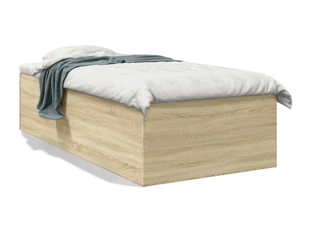 Cadre de lit chêne Chicyla 90x190 cm bois d'ingénierie ALUJ50311