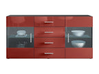 Buffet Noir Mat Façades En Bordeaux Laquées Avec LED 72x139x35 FMFV84011