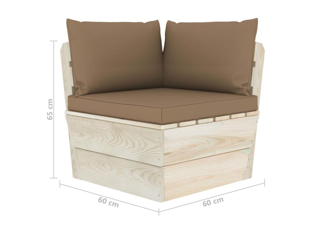 Canapé palette à 2 places de jardin avec coussins Bois d'épicéa