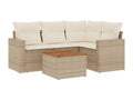 Salon de jardin avec coussins 5 pcs beige résine tressée RVTM62506