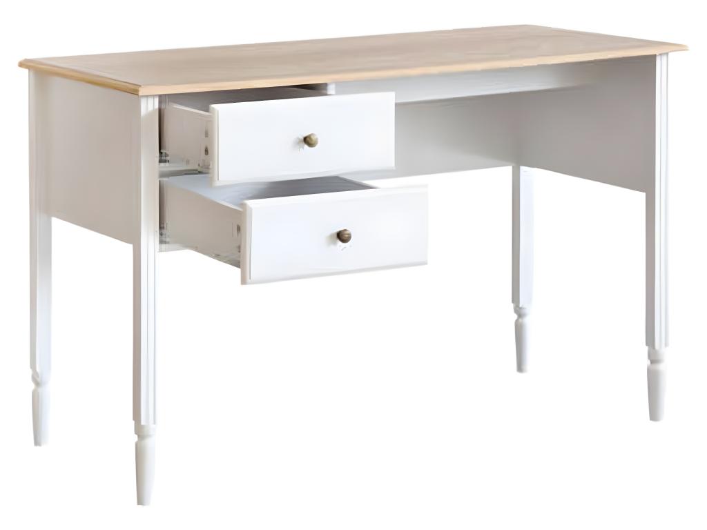 Bureau avec 2 tiroirs en bois Couleuris blanc - Longueur 120 x Profondeur 55 x Hauteur 77 cm UQJB51509