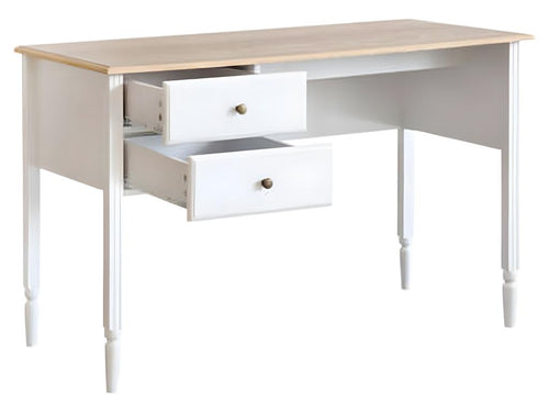 Bureau avec 2 tiroirs en bois Couleuris blanc - Longueur 120 x Profondeur 55 x Hauteur 77 cm UQJB51509