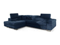 Canapé d'angle gauche convertible velours bleu marine Chicyla 275cm GUBJ45446