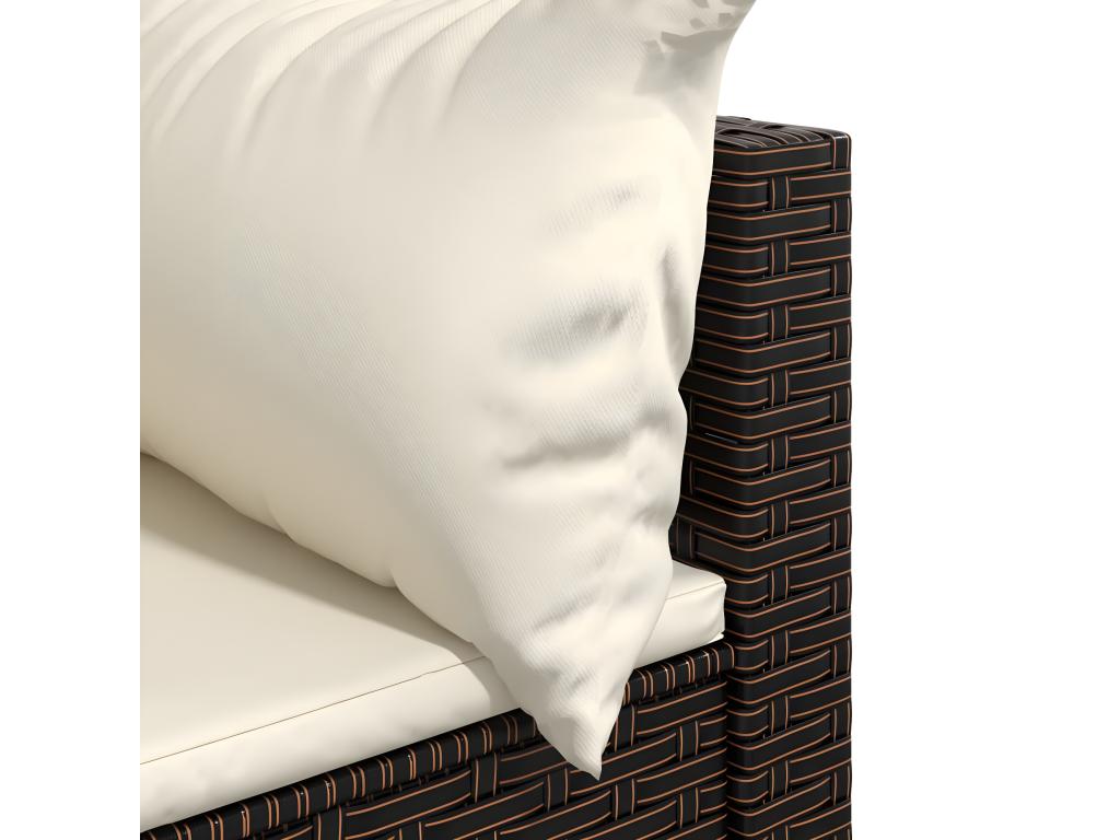 Canapés d'angle de jardin et coussins2pcs marron résine tressée FGWN49088