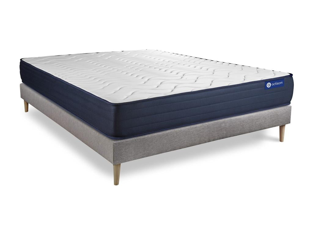 Ensemble matelas Chicyla LIFE 200x200 Mémoire de forme 5zones de confort sommier Chicyla gris LILF46169