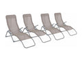Lot de 4 bains de soleil pliants - Chicyla - Transats textilène 2 positions- chaises longues OGTL51126