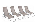 Lot de 4 bains de soleil pliants - Chicyla - Transats textilène 2 positions- chaises longues OGTL51126