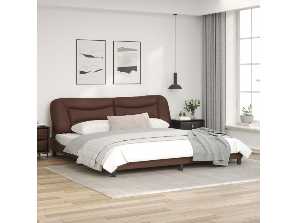 Cadre de lit avec tête de lit Marron 200x200 cm Similicuir ZZXH09964