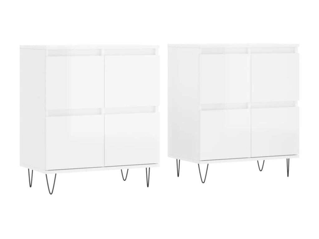 Buffets 2 pièces blanc brillant bois d'ingénierie GEQZ04283