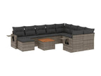 Salon de jardin 11 pièces avec coussins gris résine tressée ZXEB87162
