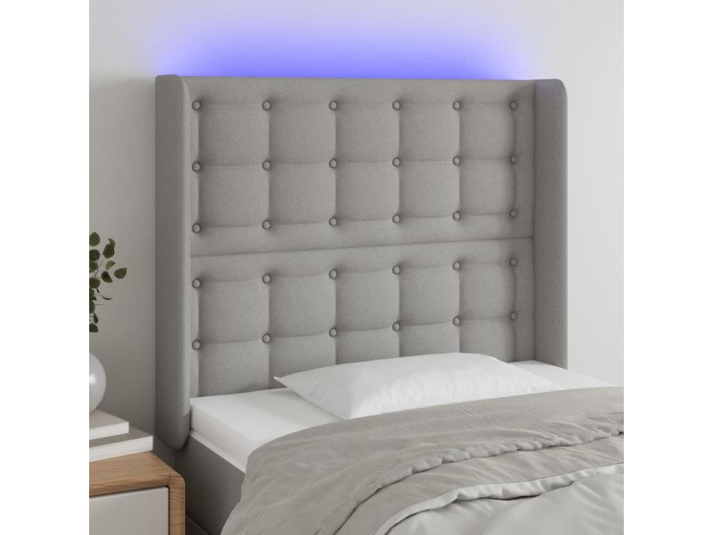 Tête de lit à LED Gris clair 103x16x118/128 cm Tissu FEWH28272