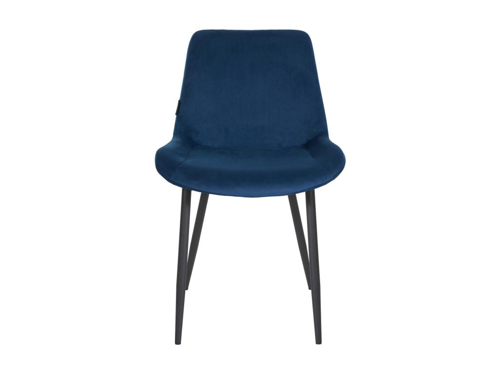 chaise salle à manger - Velours / Métal noir mat - Bleu - Victoria OAZE58754