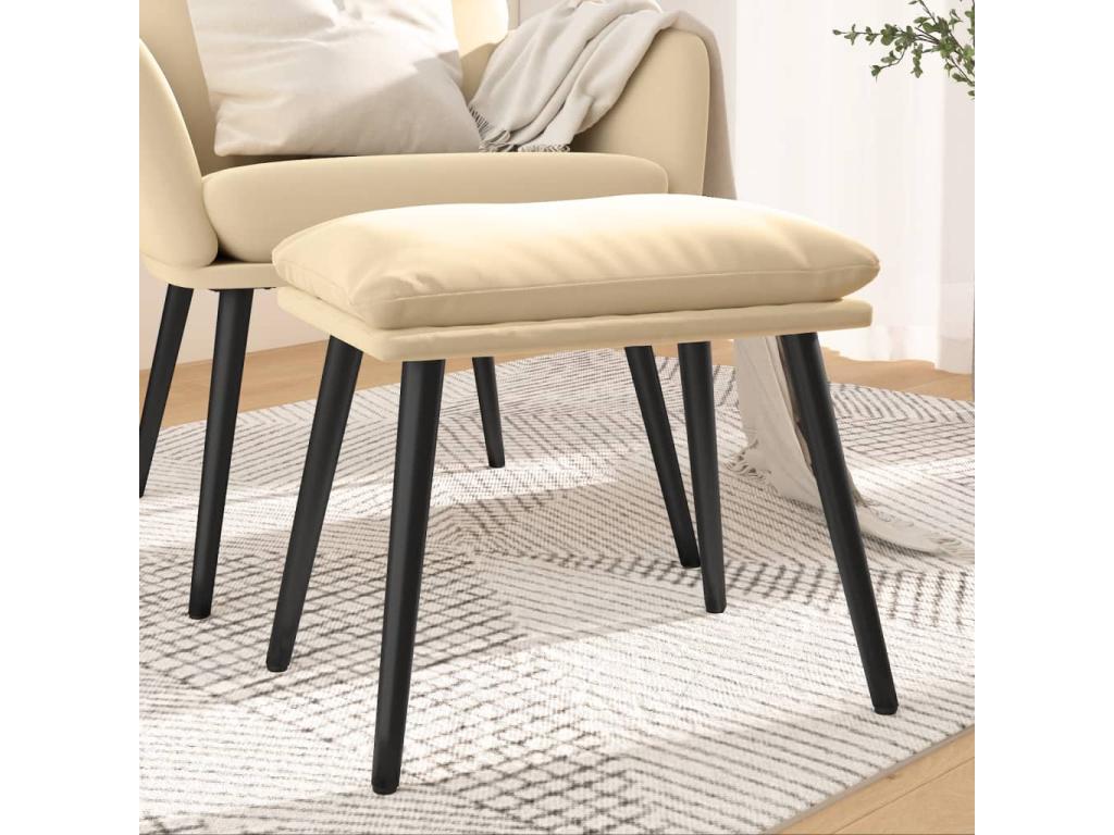 Repose-pied Blanc crème 45x29,5x35 cm Velours