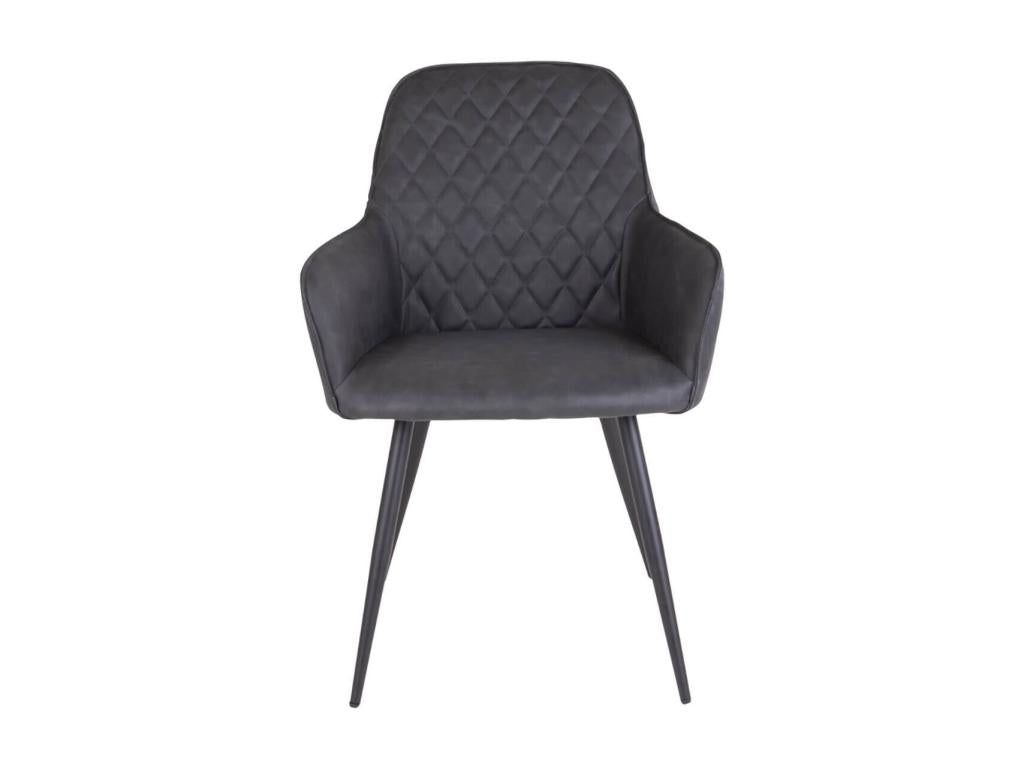 Chicyla - Lot de 2 Fauteuils Simili Gris et Piétement Acier Noir BDPZ59412