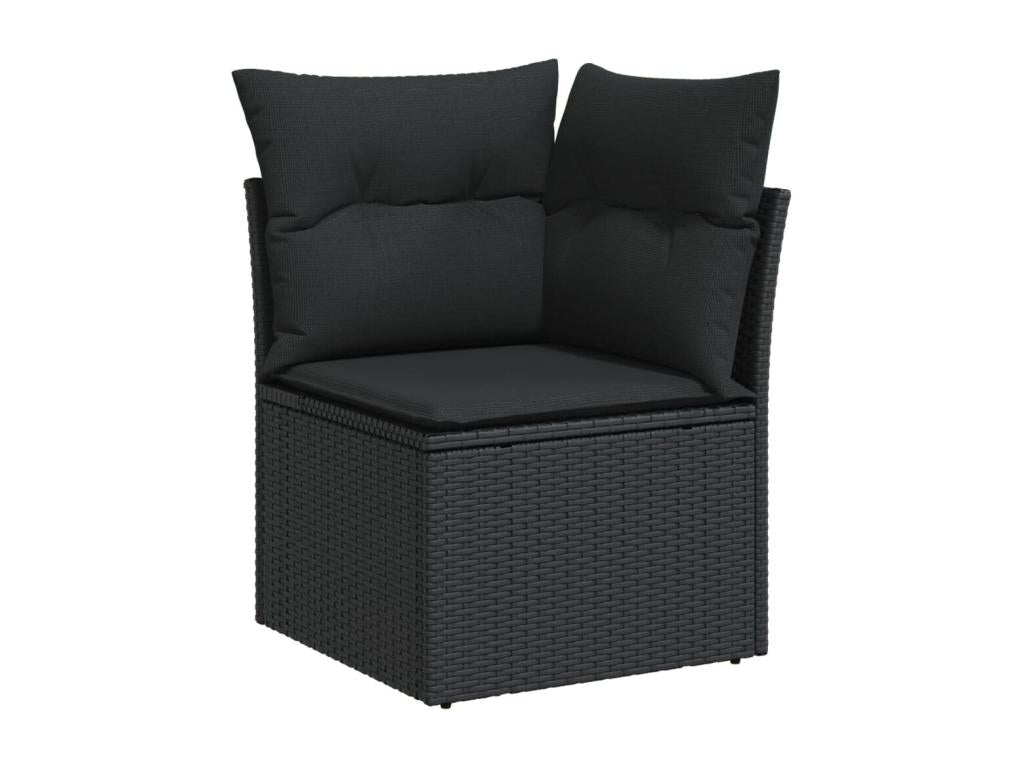 Salon de jardin 7 pcs avec coussins noir résine tressée LCGV49590
