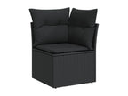 Salon de jardin 7 pcs avec coussins noir résine tressée LCGV49590