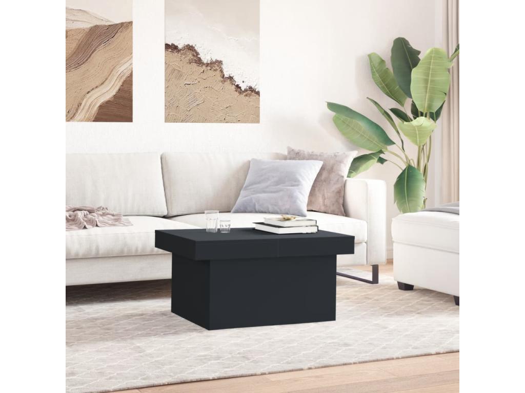 Table basse noir 80x55x40 cm bois d'ingénierie EUVJ57303