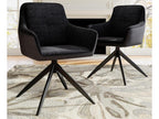 Lot de 2 chaises pivotantes en velours - pieds réglables en métal - Noir