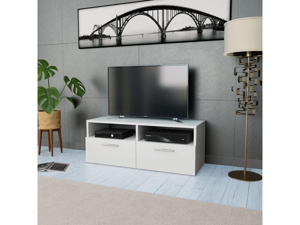 Meuble TV Bois d'ingénierie 95x35x36 cm Blanc PYNA05416