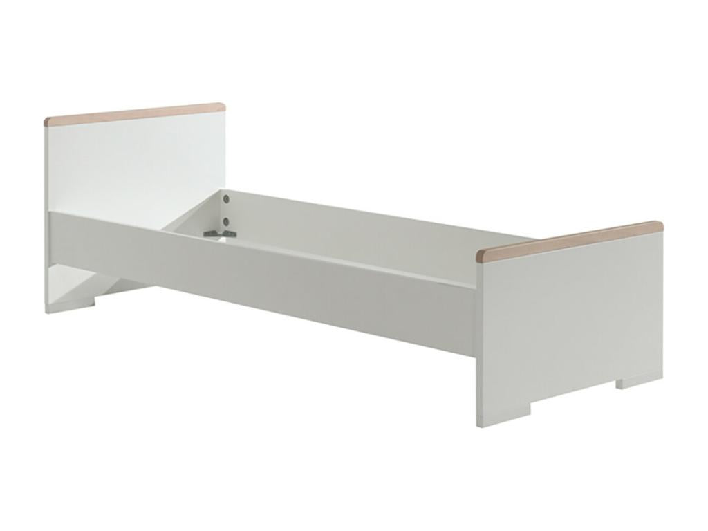 Chicyla WHITE - Lit 90x200cm Chevet Armoire 2 Portes OBGW00080