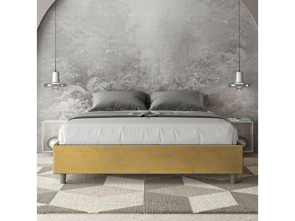 Lit coffre rembourré 160x210 tissu Chicyla 06 jaune Chicyla REHF60289