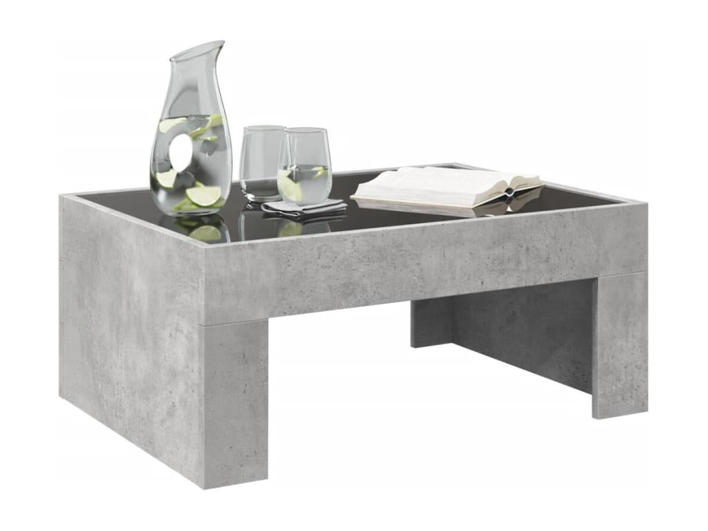 Table basse avec LED infini gris béton 70x50x30 cm PRRC20779