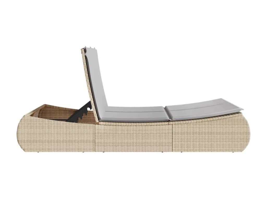 Chaise longue double avec coussins beige résine tressée PNRK34653