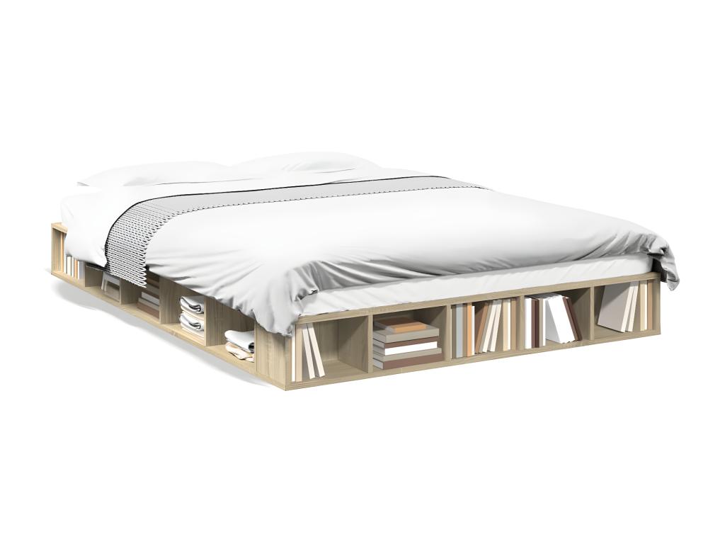 Cadre de lit chêne Chicyla 160x200 bois d'ingénierie VSUI19984