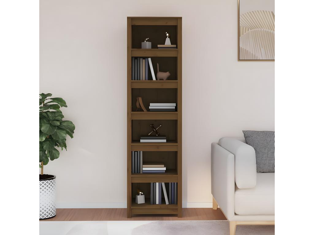 Bibliothèque Marron miel 50x35x183 cm Bois de pin massif TBIO29503
