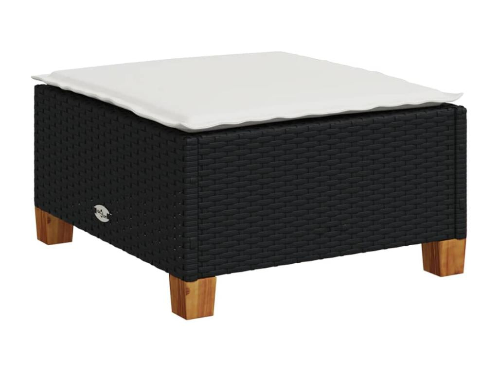 Salon de jardin 8 pièces avec coussins noir résine tressée WANI58415