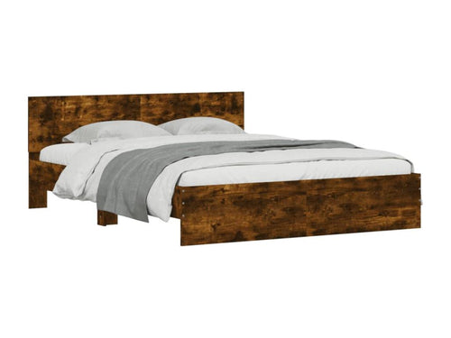 Cadre de lit avec tête de lit chêne fumé 140x200 HHRM93482