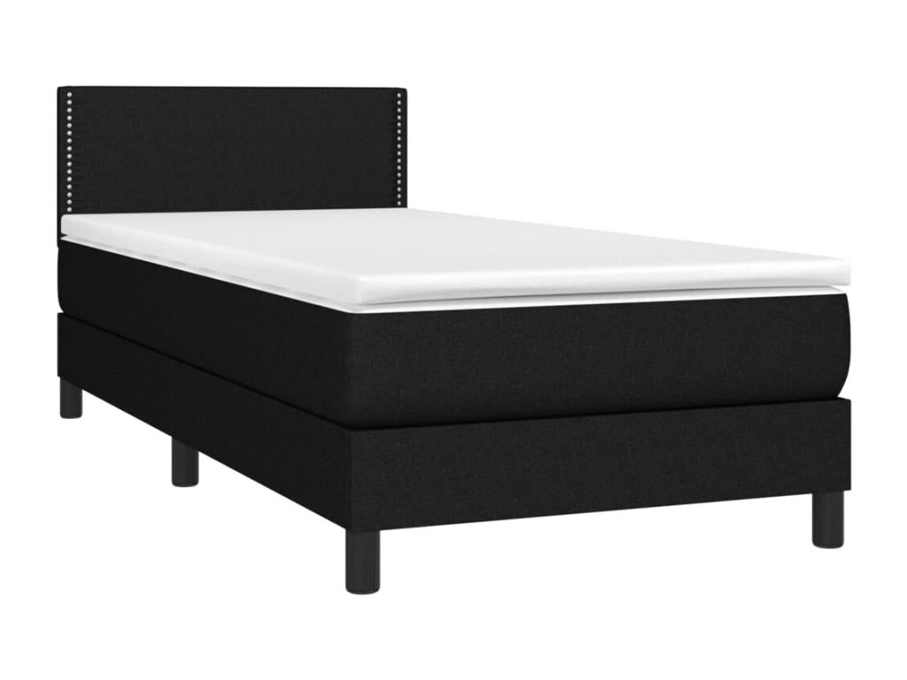 Sommier tapissier avec matelas et LED Noir 90x190 cm Tissu HUCZ01615