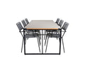 Chicyla Ensemble table et chaises de jardin table 100x200cm et 6 chaises avec accoudoirs G Chicyla noir naturel gris. BTLY25412