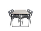 Chicyla Ensemble table et chaises de jardin table 100x200cm et 6 chaises avec accoudoirs G Chicyla noir naturel gris. BTLY25412