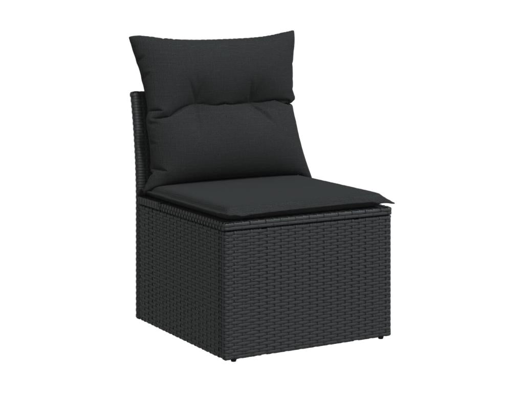 Salon de jardin 9 pièces avec coussins noir résine tressée RXVL46605