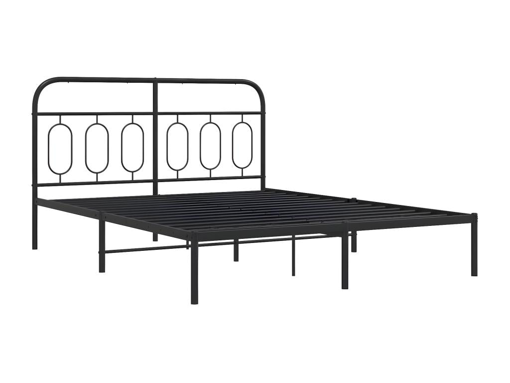 Cadre de lit métal avec tête de lit noir 150x200 cm VJTU60035