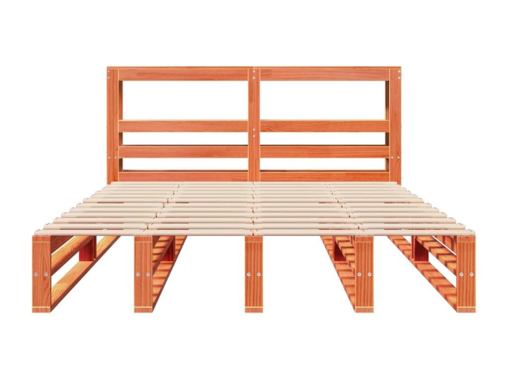 Cadre de lit sans matelas cire marron 140x200cm bois pin massif TBLT95541