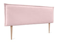 Meublori Tête de lit en lin naturel uni avec passepoils 135x105cm avec Pieds Lits 120/135 - Rose Pâle