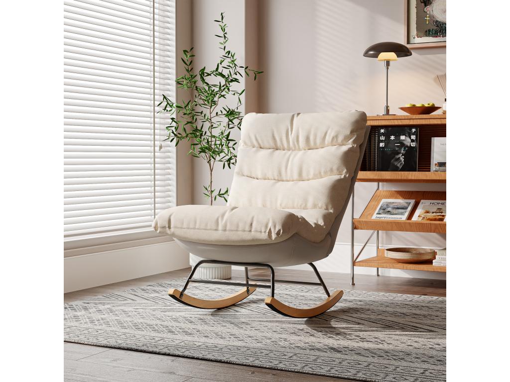 Fauteuil à bascule rembourré avec dossier réglable pour salon - chambre à coucher balcon - 83x72x93 cm JYBE35322